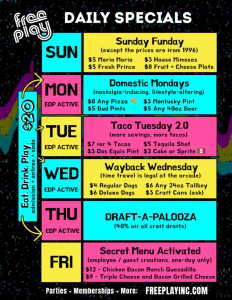 Daily Specials at Free Play